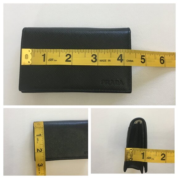 PRADA Business Card Holder Black Saffiano Lux Leather 100% Authentic w/Box - Picture 13 of 16